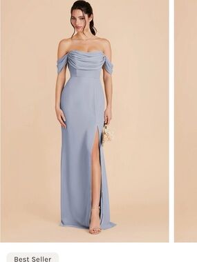 Off-Shoulder Birdy Grey bridesmaids Mira Chiffon Dress with Side Slit size XS